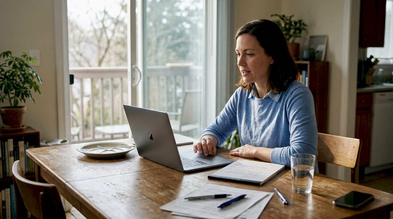 Hiring manager discussing talent sourcing remotely